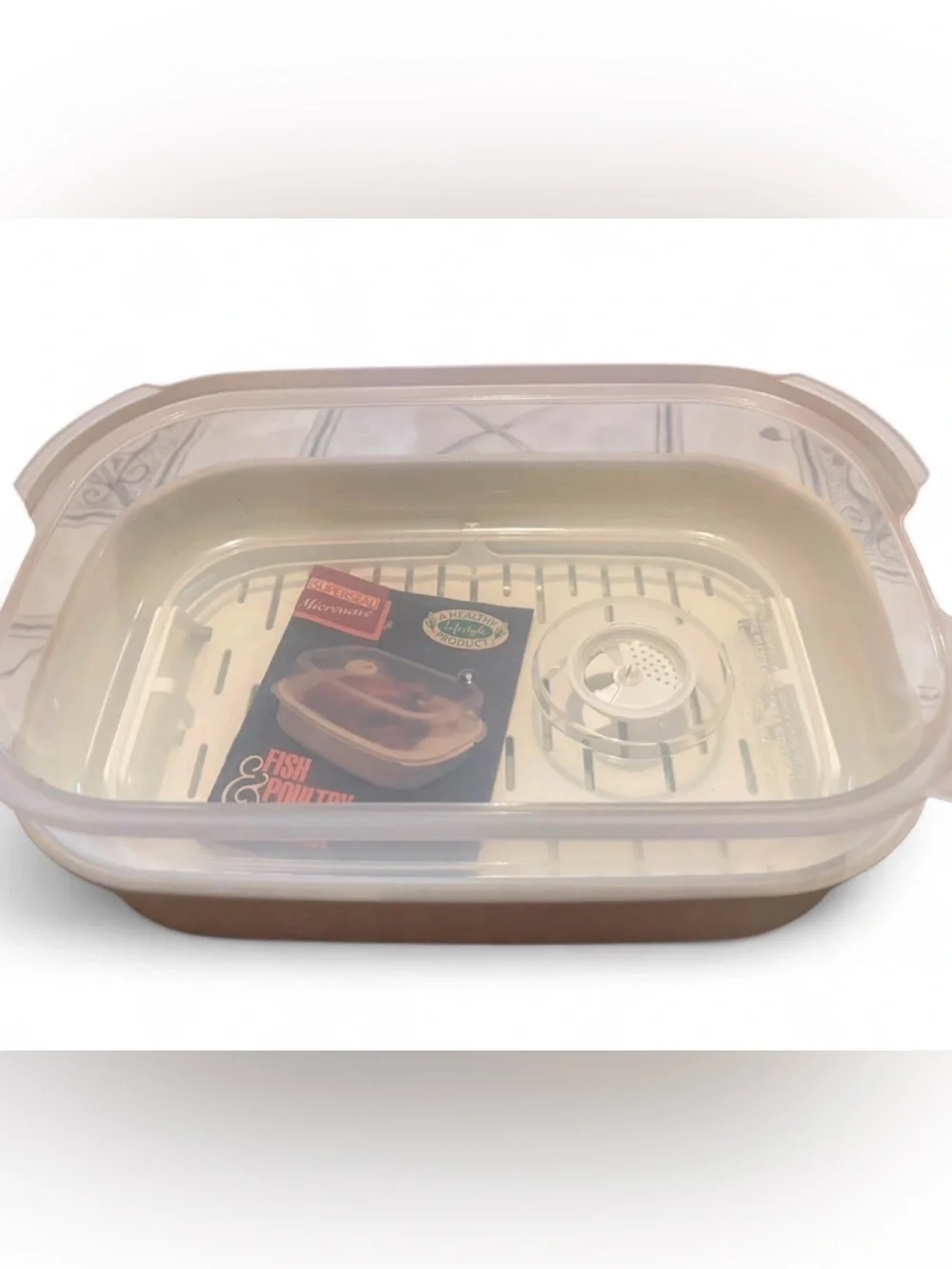 Vintage Superseal Microwave Fish & Poultry Cooker NOS USA 3 Pc Open Box Vented